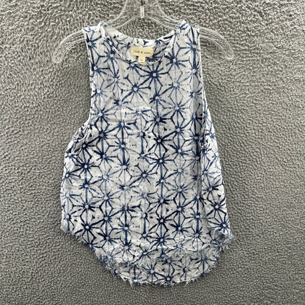 Cloth Stone Womens Coastal Tank Top XS Geometric Artsy Minimalist Resort Relaxed